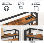 HOOBRO Headboard Queen Size, Headboard with 2 Outlets and 4 USB Ports, Adjustable Height, Storage Rack, Sturdy and Stable, Easy Assembly, Rustic Brown and Black