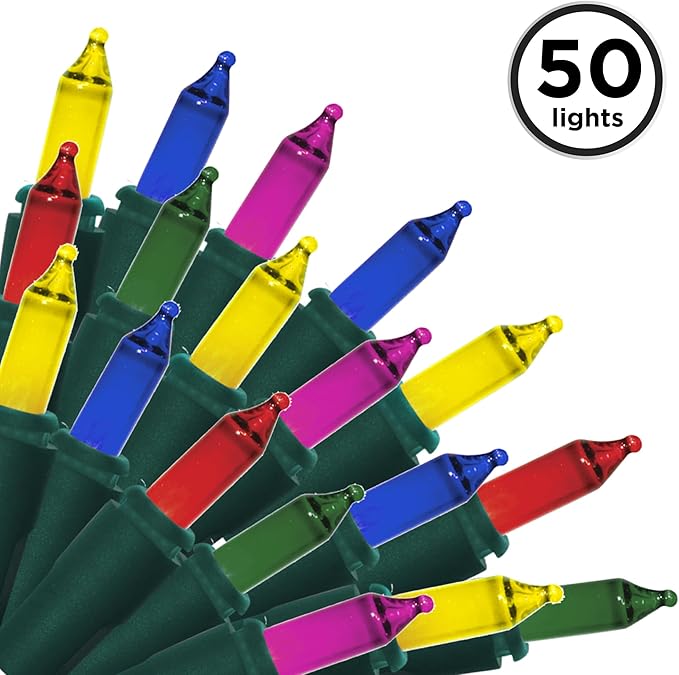 Brite Star 50 Lt String to String Lights, Multi, Green Wire