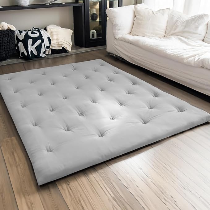 ZonLi Japanese Floor Futon Mattress Full Size 75"x 54", 100% Cotton Cover 2.5'' Thicken Tatami Mattress, Foldable Sleeping Pad, Portable Dormitory Tatami Mat, Roll Up Floor Lounger Bed for Adult