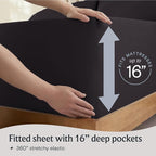 LuxClub 6 PC Queen Sheet Set, Breathable Luxury Bed Sheets, Deep Pockets 18" Wrinkle Free Cooling Sheets Machine Washable Hotel Bedding Silky Soft - Black Queen