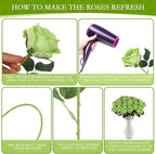 Hananona Artificial Roses in Bulk, Fake Silk Roses Realistic Green Roses for Wedding Centerpieces Flower Arrangement St Patricks Day Home Decor (50, Light Green)