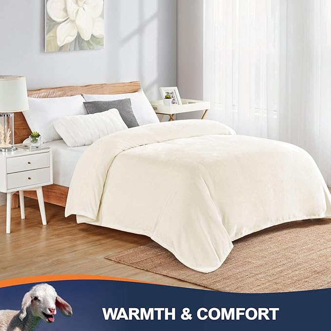 Walensee Fleece Blanket Plush Throw Fuzzy Lightweight (XL-Twin Size 66x90 Cream) Super Soft Microfiber Flannel Blankets for Couch, Bed, Sofa Ultra Luxurious Warm and Cozy for All Seasons