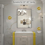 36x28 Inch LED Bathroom Mirror with Light,Black Metal Frame Lighted Vanity Anti Fog Dimmable Touch Switch