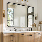 USHOWER Black Bathroom Mirrors for Over Sink 30 x 40 Inch, Metal Frame Rectangle Vanity Mirror, Modern Farmhouse, Wall Mounted for Bedroom, Living Room, Entryway Remodel & Upgrade