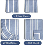 Twin XL 4 Piece Sheet Set - Comfy Breathable & Cooling - Soft Hotel Luxury Bedding Set with 8-16 Inch Deep Pockets - 1 Flat & 1 Fitted Sheet & 2 Pillowcases - Wrinkle Free & Easy Care - Blue Stripes 3