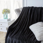 Walensee Fleece Blanket Plush Throw Fuzzy Lightweight (Queen Size 90x90 Black) Super Soft Microfiber Flannel Blankets for Couch, Bed, Sofa Ultra Luxurious Warm and Cozy for All Seasons