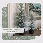 CG Hunter Holiday Collection, Set-of-2 Faux Flocked Cedar Trees, Premium Artificial Indoor & Outdoor Cedar Tree Stands 24" Tall in Pot–Perfect Christmas Decoration