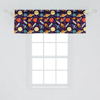 Ambesonne Space Window Valance, Universe Themed Illustration with Earth Moon Constellations Saturn Rockets Stars, Curtain Valance for Kitchen Bedroom Decor with Rod Pocket, 42" x 18", Dark Night Blue