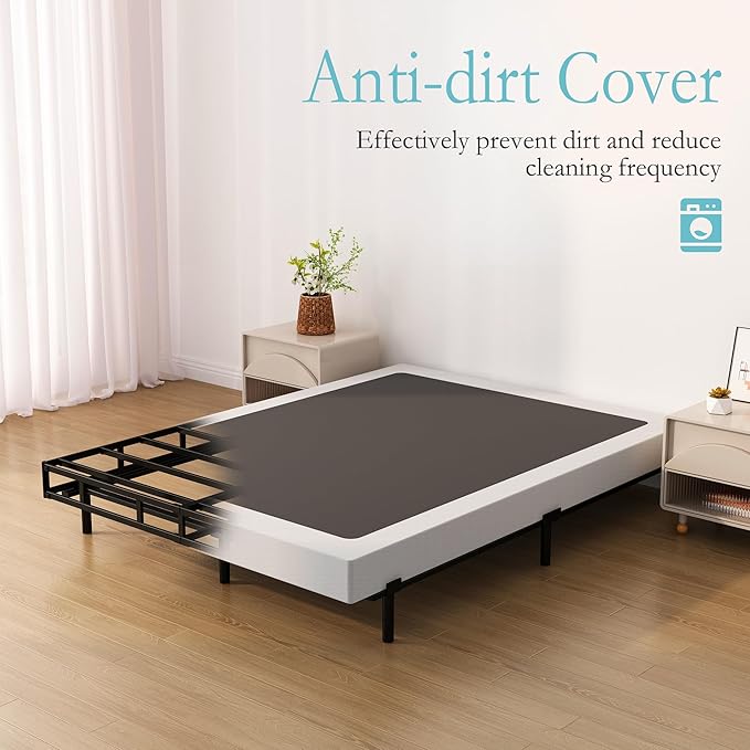 7 Inch Full XL Box Spring, Metal Boxspring Full XL Size with Fabric Cover, Heavy Duty Mattress Foundation, Noise-Free, Easy Assembly