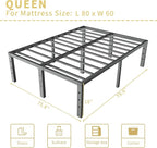 ALDRICH 18 Inch Metal Bed Frame Queen Size - Black Basic Steel Slats Platform, Easy Assembly Heavy Duty Noise Free Bedframes, No Box Spring Needed