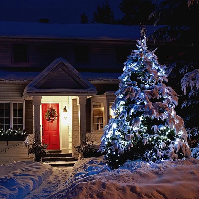 Battery Operated String Light, 33ft 100 LED Christmas Light with Timer & 8 Modes, 3AA Waterproof String Light for Outdoor and Indoor Décor – White