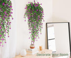 RECUTMS Artificial Fake Hanging Eucalyptus Plants Vine Hanging Plant Outdoor UV Resistant Plastic Plants Artificial Greenery for Bedroom Wall Decor Wedding Party Room Aesthetic Stuff(Fuchsia)