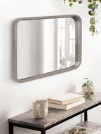 Kate and Laurel Hutton Modern Radius Rectangle Wood Wall Mirror, 20 x 30, Gray, Large Decorative Robust Farmhouse Mirror for Wall
