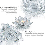 Crystal Lotus Flower Tealight Candle Holders/Glass Tea Light Candlestick Decor Decoration for Christmas Home Wedding Party… (Clean 1pc)