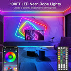AILBTON 100Ft Neon Rope Lights,Flexible Led Rope Lights Control with App/Remote,Multiple Modes Music Sync Gaming RGB Led Neon Lights for Bedroom Outdoor