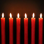GenSwin Flameless Red Taper Candles Flickering with 10-Key Remote, Battery Operated Led Warm 3D Wick Light Window Candles Real Wax Pack of 6, Christmas Home Wedding Decor(0.78 X 9.64 Inch)