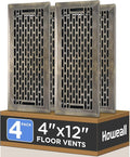 4x12 Inches 4 Pack Heavy Duty Walkable Floor Register - Easy Adjust Air Supply Lever Decorative Floor Vent Covers, Boston Design Vent Covers for Home - Antique Brass