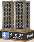 4x12 Inches 4 Pack Heavy Duty Walkable Floor Register - Easy Adjust Air Supply Lever Decorative Floor Vent Covers, Boston Design Vent Covers for Home - Antique Brass