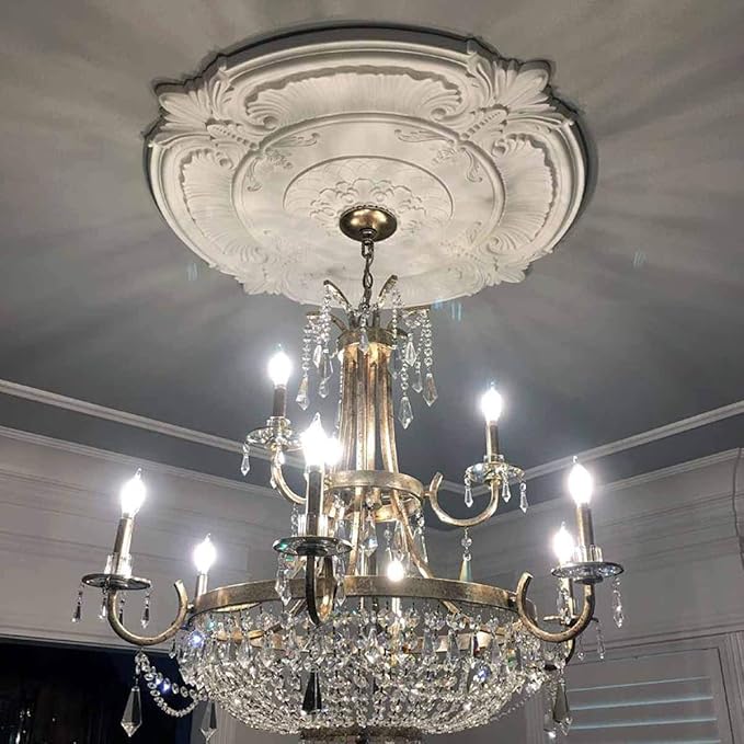 Ekena Millwork CM12BRGDF 12 1/2"OD X 3 7/8"ID X 3/4"P Bradford Ceiling Medallion Fits Canopies Up to 6 5/8", Gobi Desert