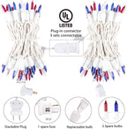 4th of July Decoration Patriotic Mini Lights - 200 Count 50 Feet Red White Blue Incandescent Bulb Waterproof String Lights Plug in for Indoor Outdoor Christmas Party Patio Independence Day Decoration