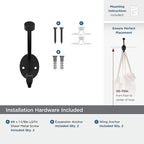 Amerock H55465MB | Adare Double Prong Decorative Wall Hook | Matte Black Hook for Coats, Hats, Backpacks, Bags | Hooks for Bathroom, Bedroom, Closet, Entryway, Laundry Room, Office