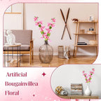 30 Pcs Artificial Faux Bougainvillea Fake Flower Silk Bougainvillea Branches UV Resistant Outdoor Indoor Decoration for Wedding Home Centerpieces Outside Decor (Pink)