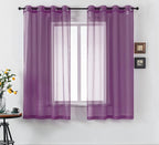 45 Inch Length Purple Short Sheer Curtains for Kitchen Small Windows Set of 2 Panels Grommet Window Semi Voile Drapes Purple Sheer Curtains for Living Room Kids Decor Dark Royal Purple 52x45 Long