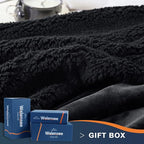 Walensee Sherpa Fleece Blanket (Queen Size 90”x90” Black) Plush Throw Fuzzy Super Soft Reversible Microfiber Flannel Blankets for Couch, Bed, Sofa Ultra Luxurious Warm and Cozy for All Seasons