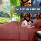 HEVUMYI Terracotta Twin Comforter Set - 5-Piece All Season Bed in a Bag Twin, Ultra Soft Bedding Set with Comforter, Flat Sheet, Fitted Sheet, Pillowcases, Pillow Shams