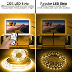 DAYBETTER COB Led Strip Lights with Remote and App Control, 32.8ft 3000K Dimmable Ultra Bright Warm White Led COB Light Strip, 3200 LEDs Led Lights for Bedroom, Cabinet, Living Room Decor
