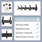 Matte Black Coat Rack Wall Mount – 15 Inch Stainless Steel Hook Rail with 5 Double Coat Hooks – Wall Mounted Entryway Organizer for Coats, Hats, Bags, Towels, Robes, Closet or Bathroom - 2 Pack