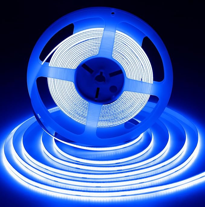 iNextStation COB LED Strip Light Blue 32.8ft/10M DC24V CRI 93+ Flexible LED Tape Lights 8mm for Bedroom, Kitchen, TV Backlight, Cabinet, Stage, Home DIY Lighting Decor(No Plug)