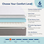 Amazon Basics Memory Foam Mattress, Soft Plush Feel, 6 Inch, Twin, White/Grey