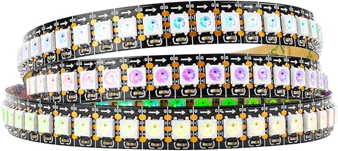 BTF-LIGHTING WS2812B IC RGB 5050SMD Pure Gold Individual Addressable LED Strip 3.28FT 144LED 144Pixel/m Flexible Full Color IP30 DC5V for DIY Chasing Color Project(No Adapter or Controller)