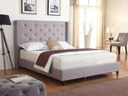 Home Life Premiere Classics Cloth Light Grey Silver Linen 51" Tall Headboard Platform Bed with Slats King- Complete Bed 5 Year Warranty Included-007