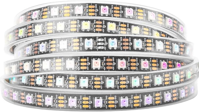 BTF-LIGHTING WS2812B IC RGB 5050SMD Pure Gold Individual Addressable LED Strip 16.4FT 300LED 60Pixel/m Flexible Full Color IP67 DC5V for DIY Chasing Color Project(No Adapter or Controller)
