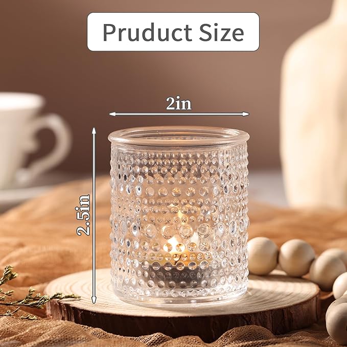 40Pcs Glass Votive Candle Holders, Clear Tea Light Candle Holders Vintage Tealight Candle Holder Bulk for Autumn, Thanksgiving Table Centerpieces, Christmas Decor (Clear)