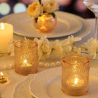 48Pcs Gold Votive Candle Holders - Glass Candle Holder Bulk for Table Centerpiece, Tea Lights Candle Holders for Home, Christmas Party & Wedding Shower