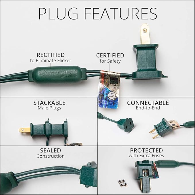 5mm LED Wide Angle Blue Prelamped Light Set, Green Wire - 70 5mm Blue LED Christmas Lights, 4" Spacing