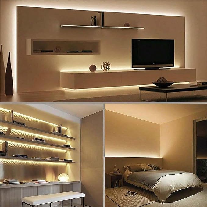 A 5V USB LED Light Strip, COB LED Strip Lights, Warm 5V LED Lights, Small LED Strip Light, TV Lights for TV Under Cabinet Kitchen Living Room Shelving or Displays (Warm 6.56ft)