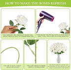 Hananona Artificial Roses in Bulk, Fake Velvet Silk Roses Realistic Rose for Wedding Centerpieces Flower Arrangement Home Decor (50, White)