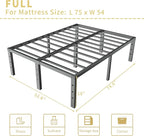 ALDRICH 18 Inch Metal Full Size Bed Frame - Black Basic Steel Slats Platform, Easy Assembly Heavy Duty Noise Free Bedframes, No Box Spring Needed