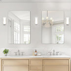 USHOWER 2-Pack Frameless Bathroom Mirrors for Over Sink, 24x36 Inch Rectangular Bathroom Mirrors with Rounded Corner, Shatterproof Mirror for Vanity, Bedroom, Entryway Upgraded & Remodel