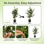 Artificial Camellia Tree 2 Pack, 38’’ Faux Camellia Plant in Pot with White Flowers, Greenery Potted Plant for Indoor Outdoor Office Home Porch Decor, White