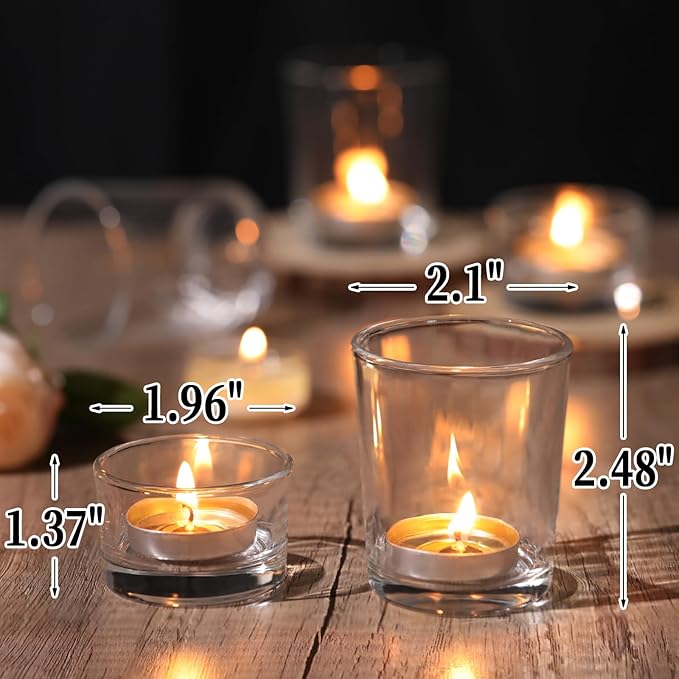 36pcs Assorted Votive Candle Holders, Glass Candle Holder for Wedding Decor, Clear Tealight Candle Holder for Table Centerpiece, and Party Decor