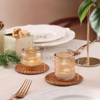 24pcs Ribbed Assorted Gold Votive Candle Holders for Table Centerpiece, Tea Lights Candle Holder Glass, Gold Candle Holders for Wedding Table Decor, Party and Holiday Decorations