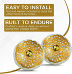 Perilla Home Set of 6 Gold Design Ceramic Knobs Decorative Round Knobs for Home Kitchen Cabinet Vintage Hardware Cupboard Door Dresser Wardrobe Drawer Pulls