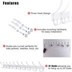 Dseap Coat Rack Wall Mount - 38” Long 10-Tri-Hooks Heavy Duty Coat Hanger Rail Wall Hooks for Hanging Coats Hats Clothing Clothes Purse Mudroom Entryway, White