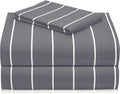 LuxClub Striped Sheets, 3 PC Striped Bed Sheets Twin Size for-Boys-and-Girls-Deep Pockets Wrinkle Free-Kids-Fitted Sheets Machine Washable Hotel Bedding (Twin, Light Grey)