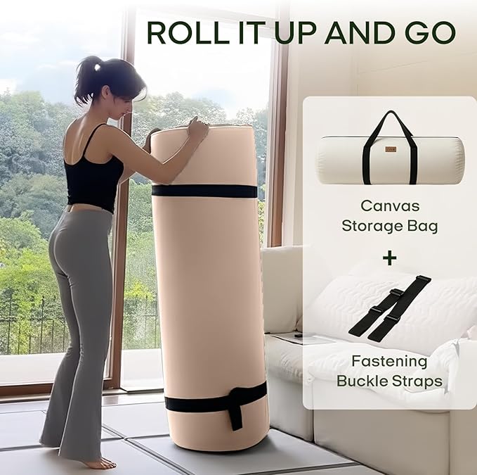 ZonLi Japanese Floor Futon Mattress Queen Size 80"x 60", 100% Cotton Cover 2.5'' Thicken Tatami Mattress, Foldable Sleeping Pad, Portable Dormitory Tatami Mat(Khaki)